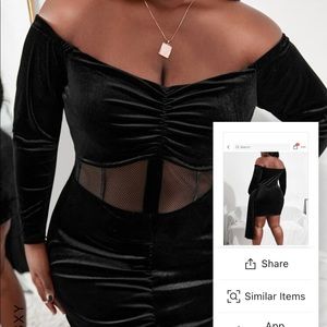 Plus size SHEIN Velvet mini off-the-shoulder dress